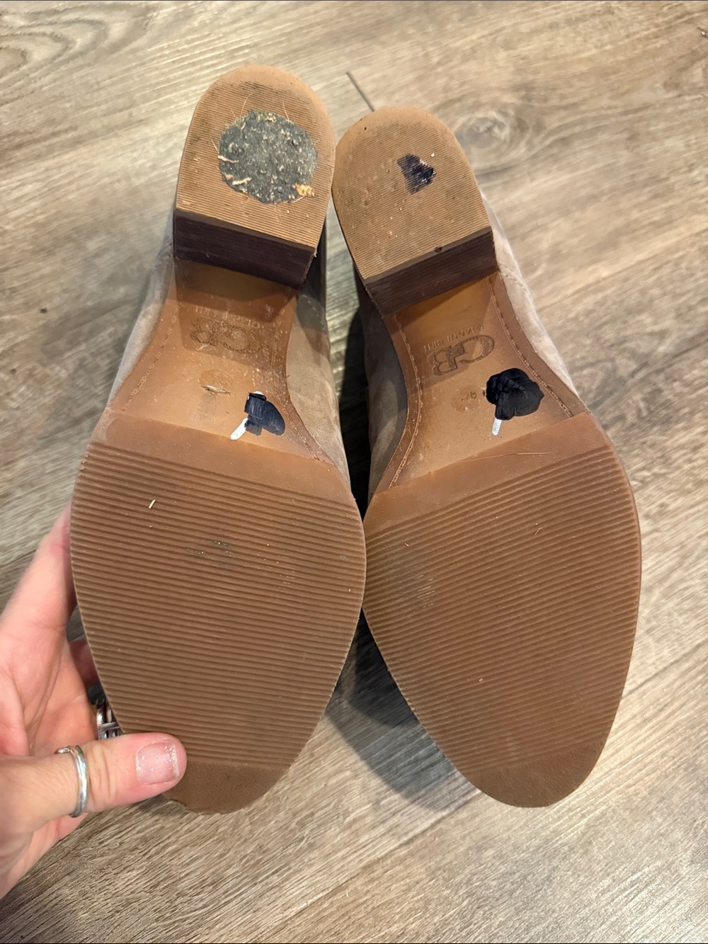 Gianni Bini Drive-In Tan Suede Block Heel Booties Size 9 - Picture 6 of 7